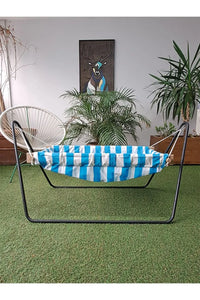 Ahşap Bebek Hamak - Mavi Beyaz Çizgili