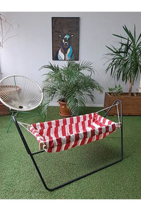 Ahşap Bebek Hamak - Kırmızı Beyaz Çizgili