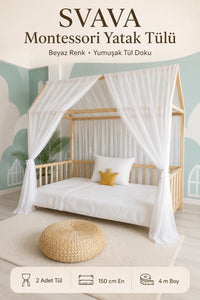 Montessori Yatak Tülü 2’li Set – 150 × 400 cm - Beyaz