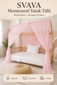 Montessori Yatak Tülü 2’li Set – 150 × 400 cm - Pembe