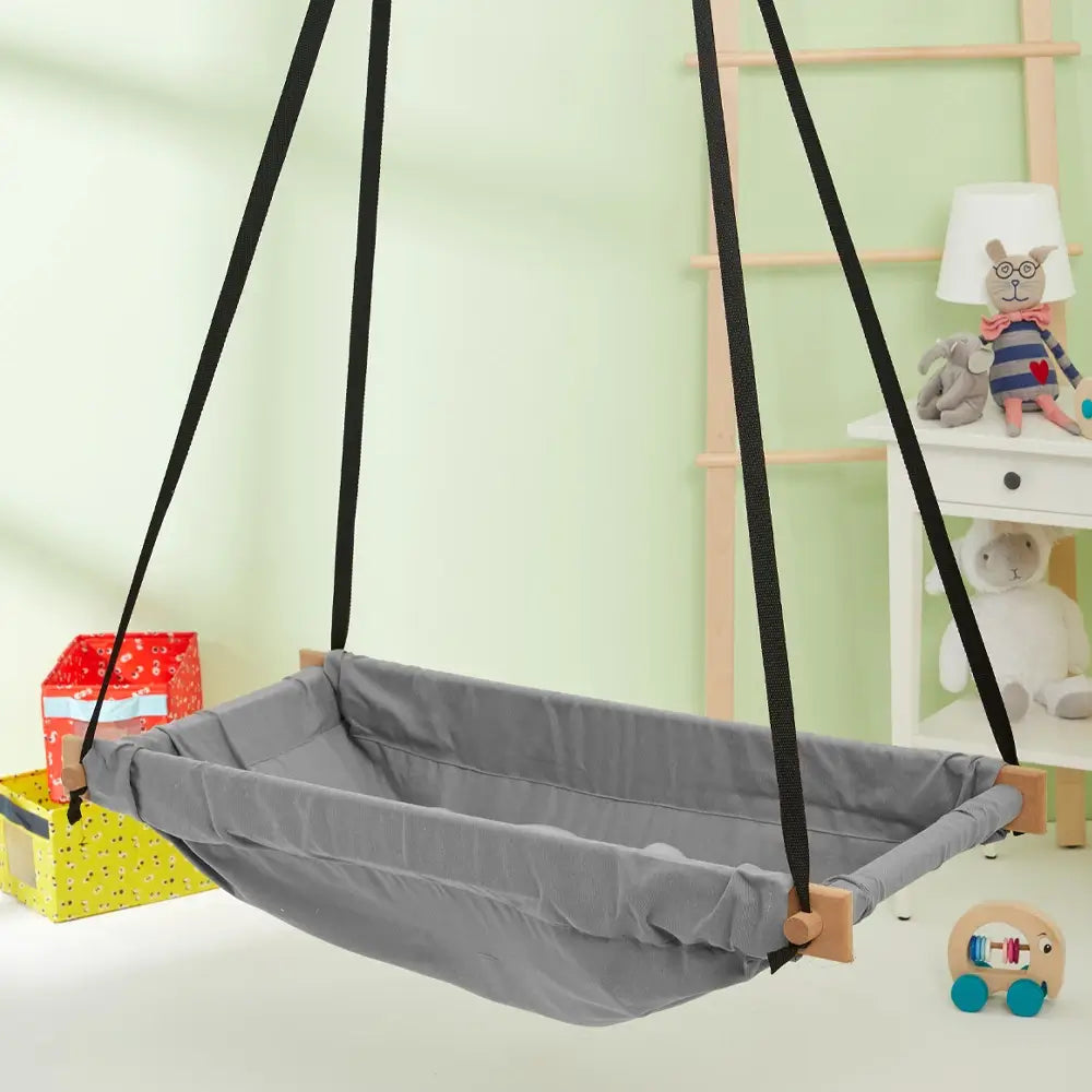 Svava Ahşap Yaylı ZıpZıp Hamak - Gri - Bebek Hamak - 1