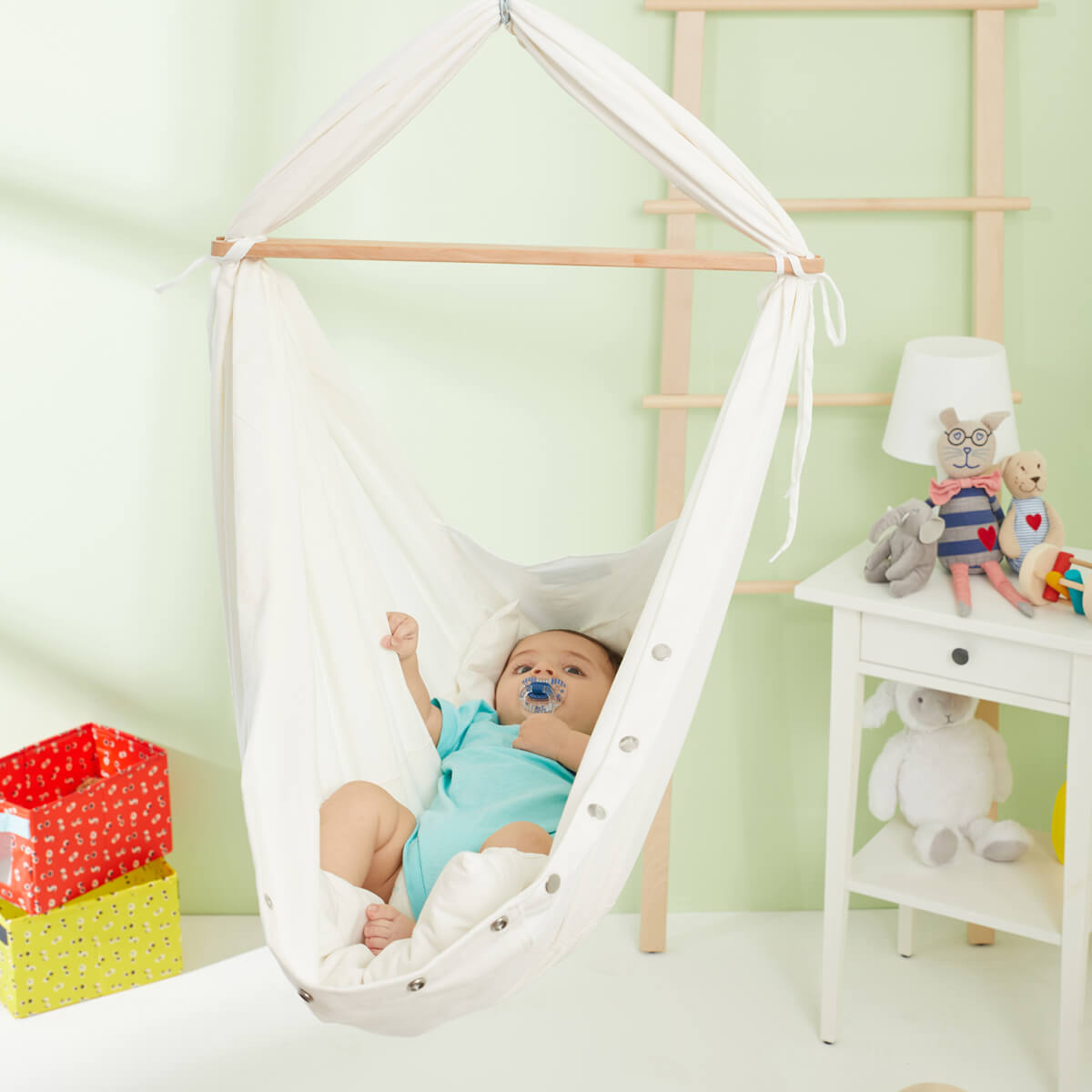 Svava beyaz yaylı bebek hamak beşik – bebek içinde kullanım