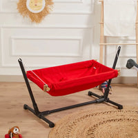 Metal Standlı Ahşap Bebek Hamak – Kırmızı